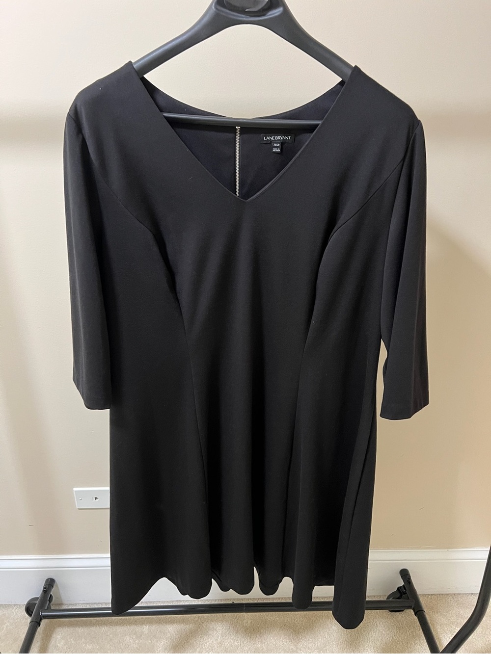 Lane Bryant Black V-Neck Midi A-Line Dress